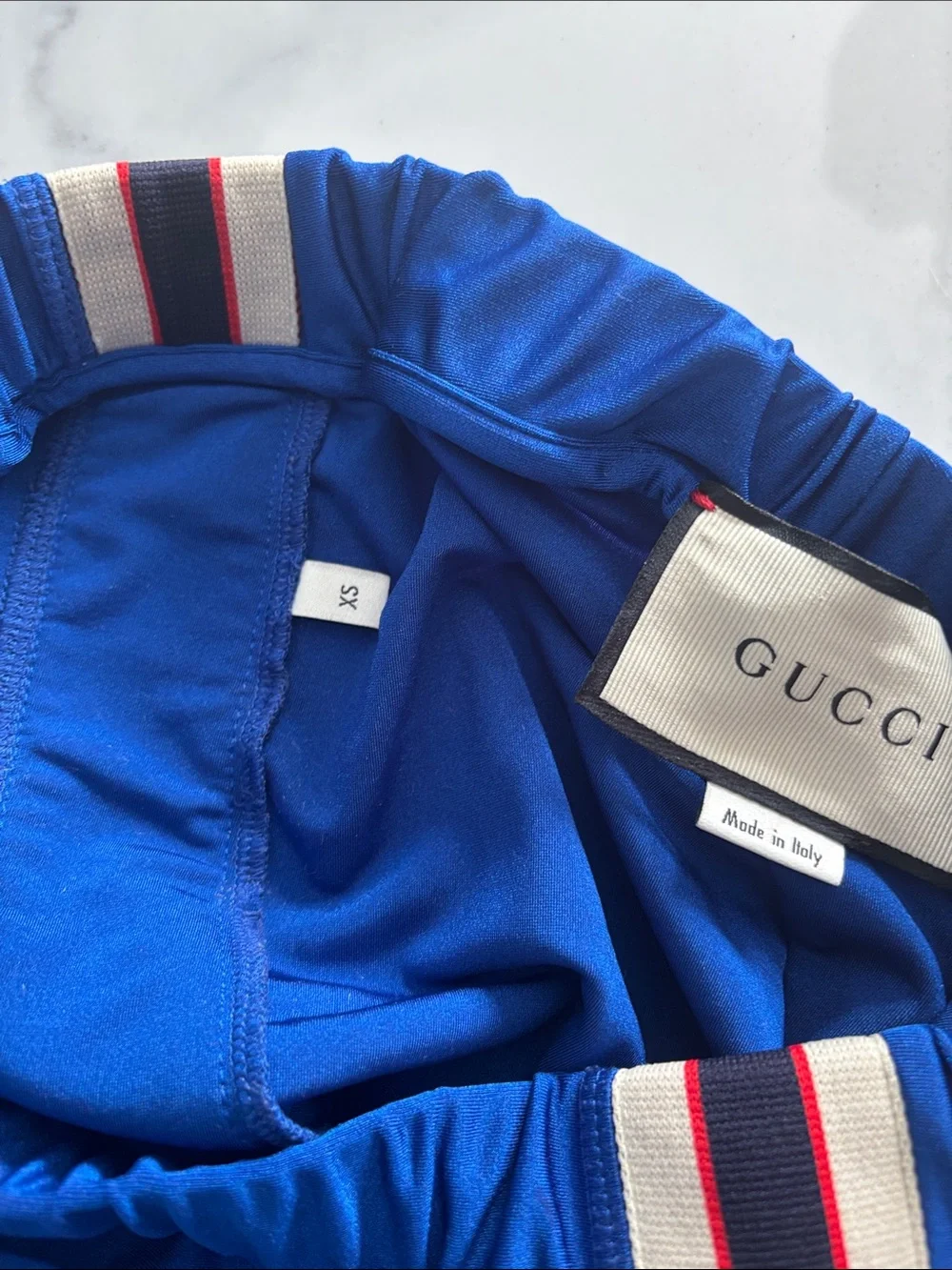 Gucci Royal Blue Leggings with Side Logo Stripe - Picture 5 of 5